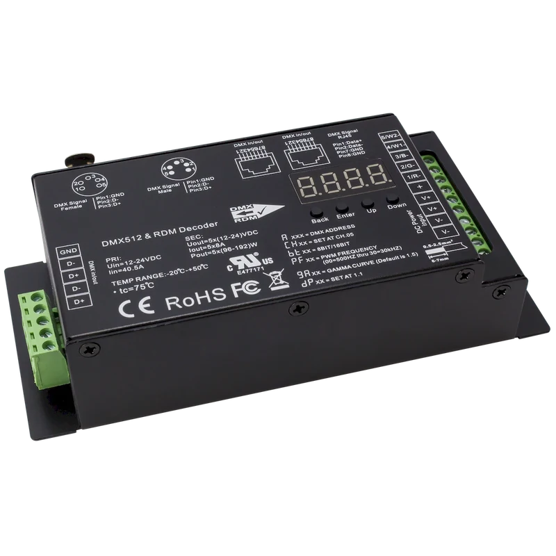 DMX Decoder: 5-Channel w/RJ45
